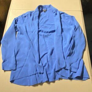 Talbots Blue Open Front Waterfall Cardigan Women's  Medium Petite MP Layer EUC